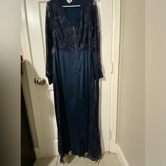 Unique Vintage Navy Sparkle Lace Jumpsuit & Skirt Overlay - L/10-12 - Picture 2 of 6